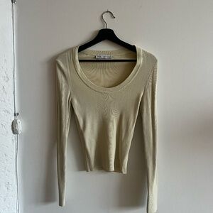 Cream long sleeve ribbed top